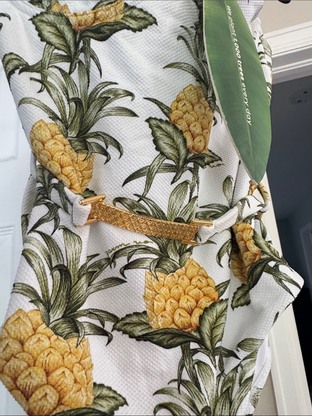 NWT Farm RIO - Pineapple Print One-Piece Swimsuit - Yellow on White - Picture 2 of 5